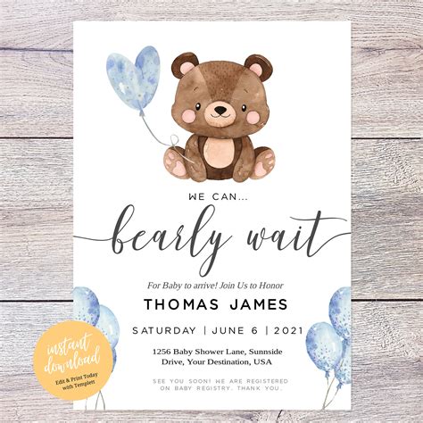 Teddy Bear Invitation Template
